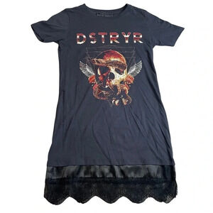 Unique stunning Polly & Ester T-Shirt Dress • Size Small • Lace Detail